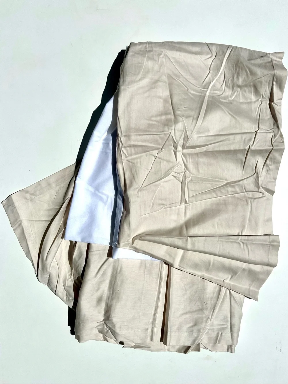 New Hudson Park Queen Classic Tailored Bedskirt Ivory Beige Satin Supima Cotton